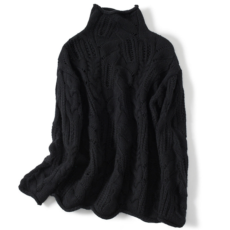 Artistic Mesh Sweater Pure Cashmere Shirt Women's High Neck Thickened Fashionable - adritiX