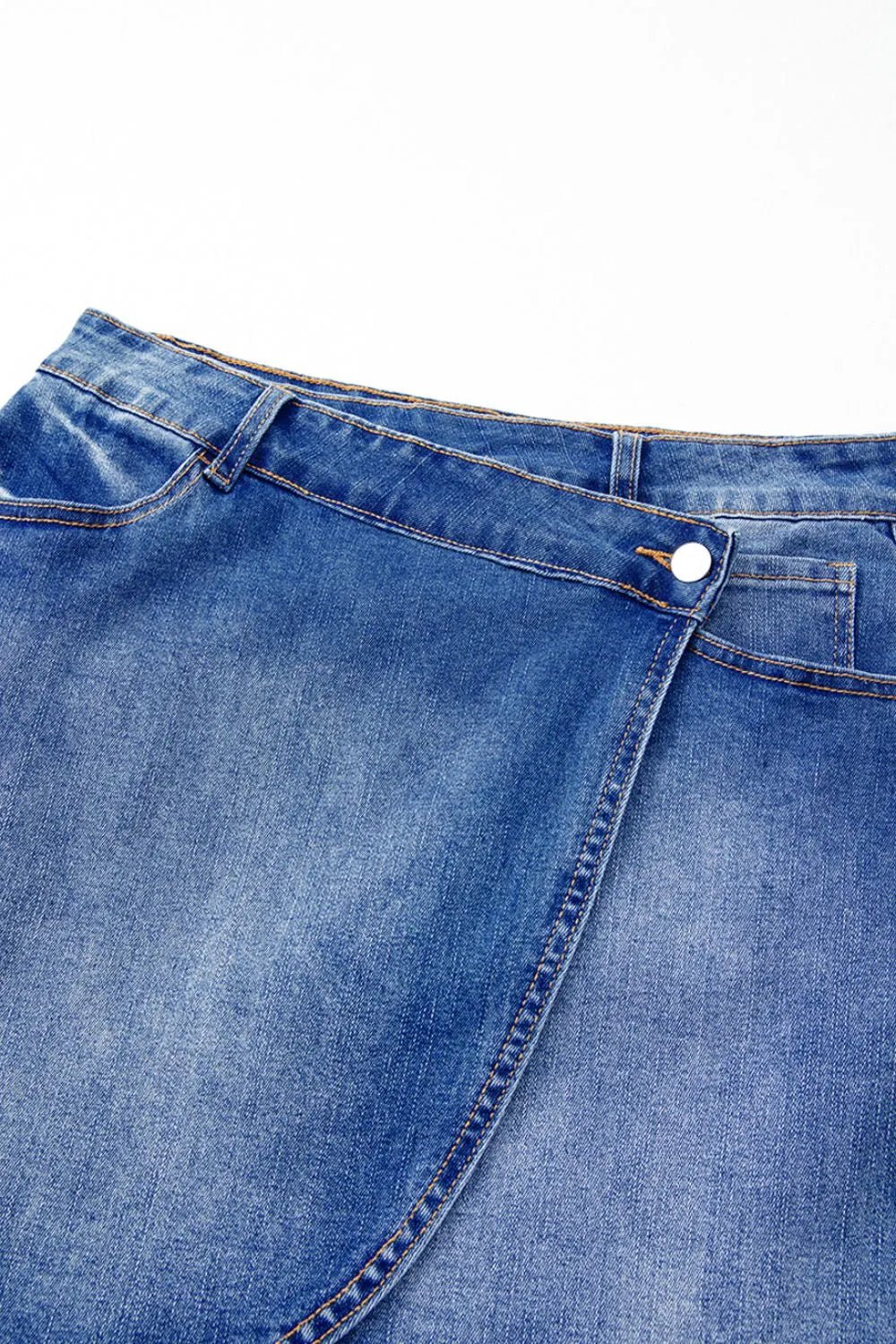Wrapped Crossed Waist Denim Mini Skirt - adritiX