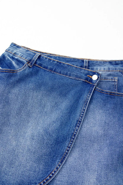 Wrapped Crossed Waist Denim Mini Skirt - adritiX
