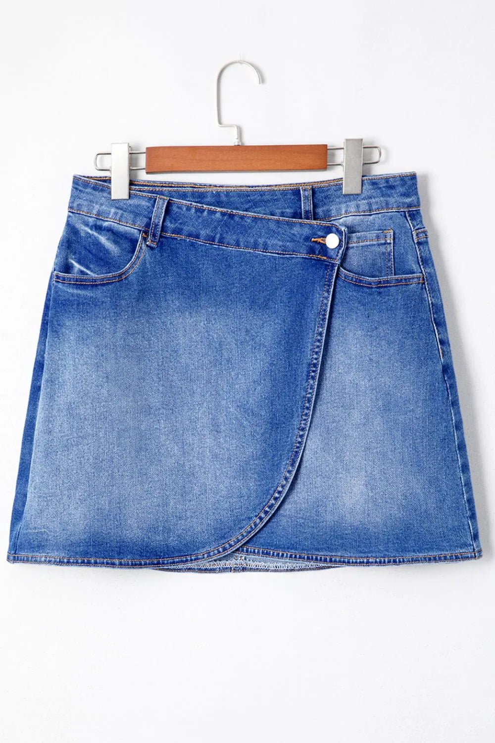 Wrapped Crossed Waist Denim Mini Skirt - adritiX